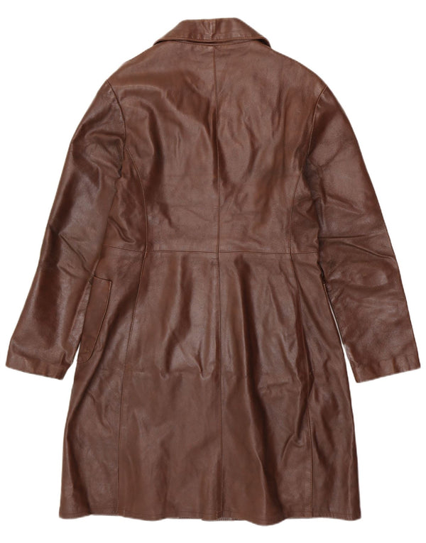 VINTAGE Γυναικείο Δερμάτινο Παλτό UK 18 XL Καφέ Δέρμα