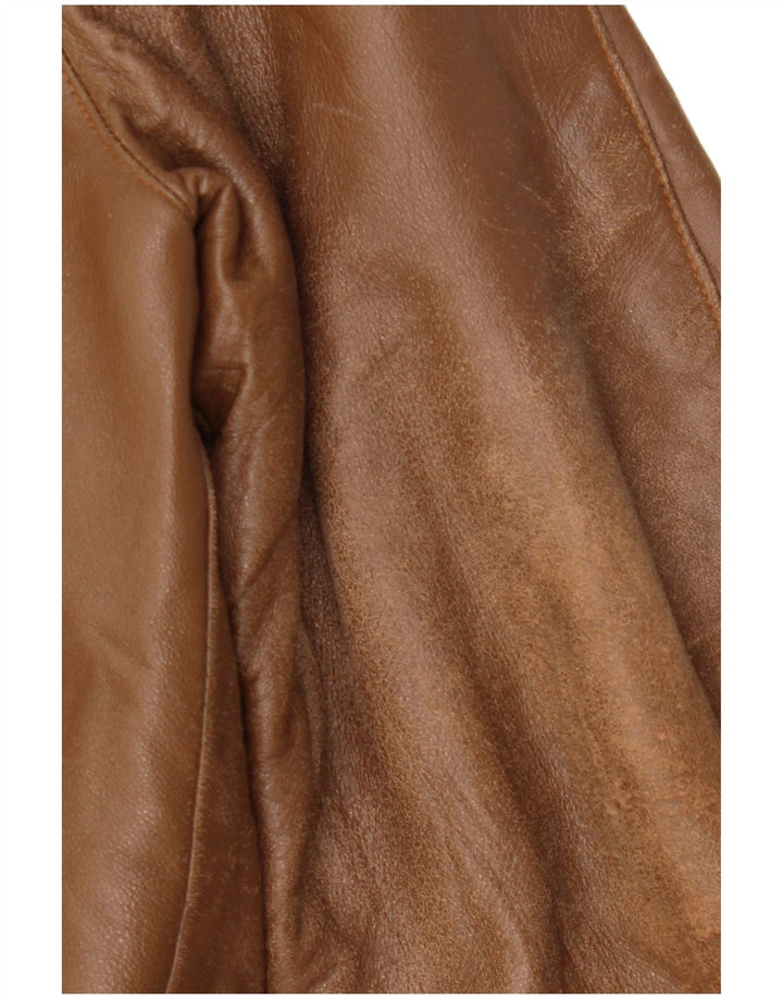 VINTAGE Γυναικείο Δερμάτινο Μπουφάν IT 48 XL Καφέ Δερμάτινο