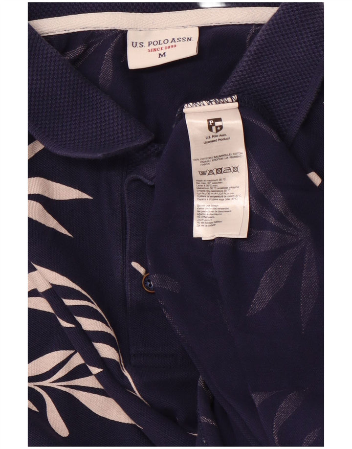 US POLO ASSN. Ανδρικό πουκάμισο πόλο, μεσαίο ναυτικό, φλοράλ βαμβακερό