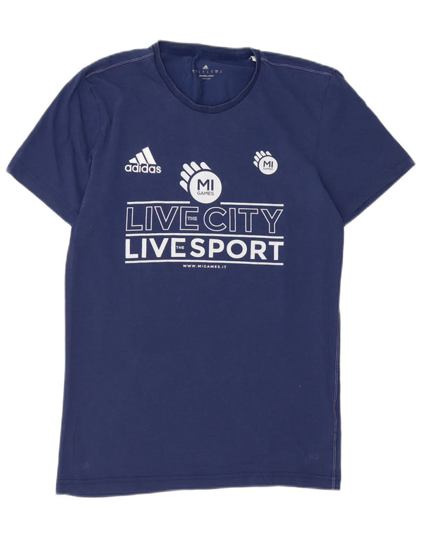 Ανδρικό γραφικό T-Shirt Adidas Climalite Top Small Navy Blue από βαμβάκι