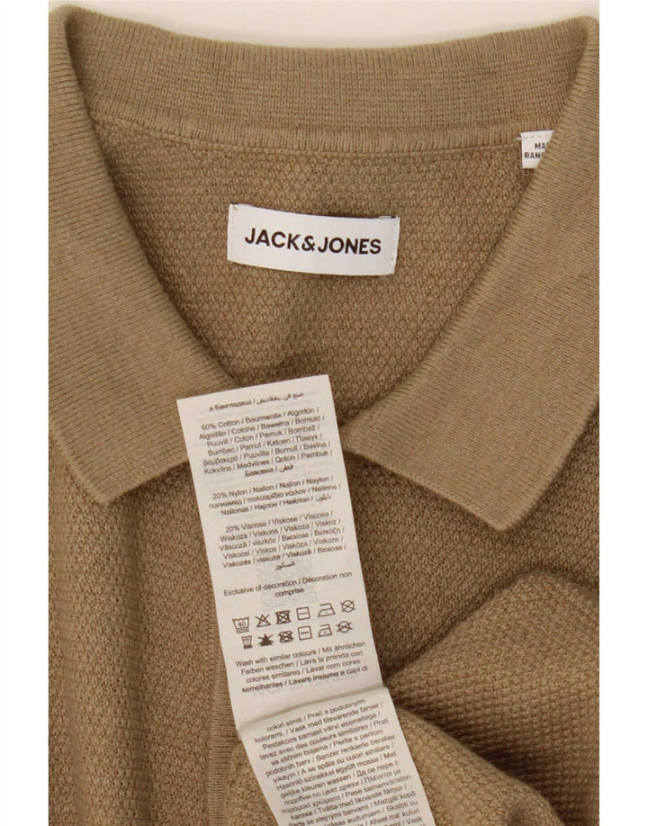 Ανδρικό κοντομάνικο Jack & Jones πουκάμισο από βαμβακερό μεσαίο μπεζ