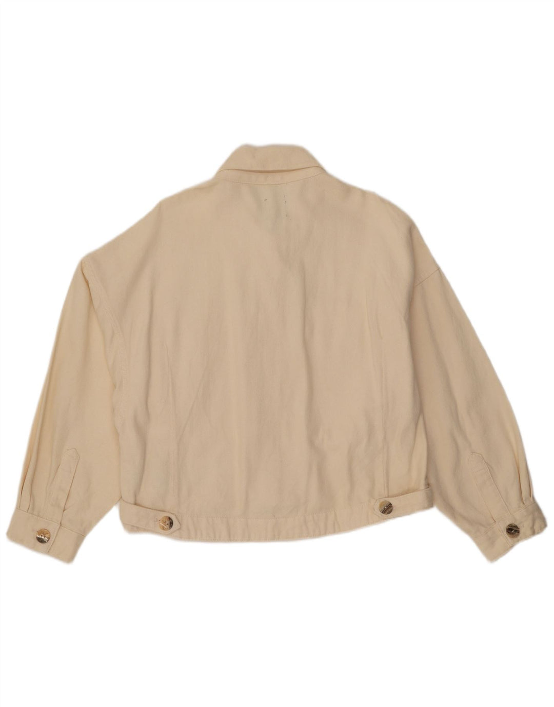 Zara Γυναικείο Crop Oversized Τζιν μπουφάν UK 16 Large Off White Βαμβακερό