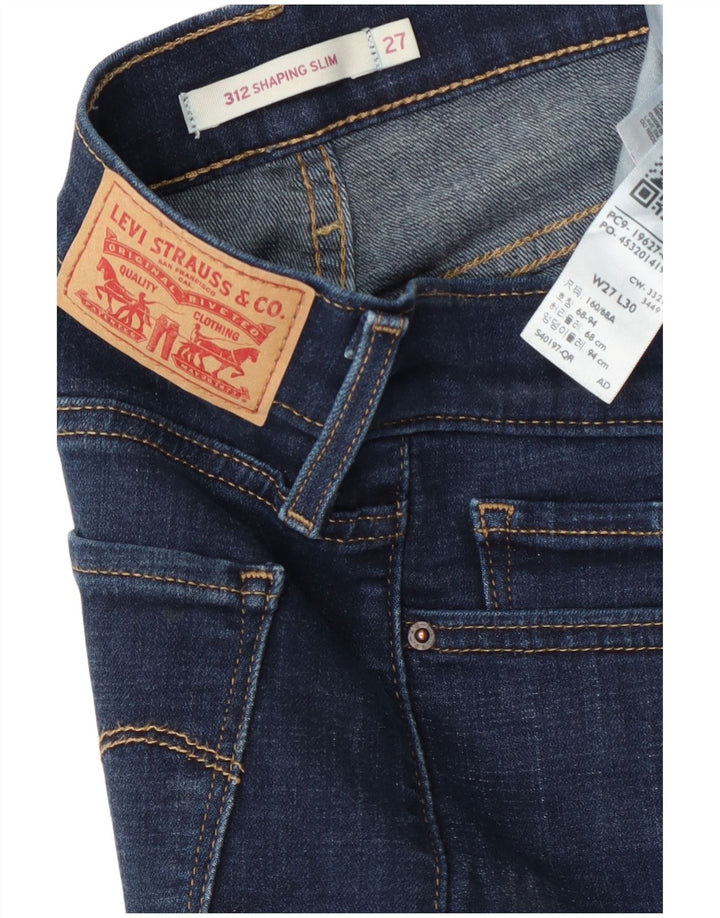 Levi's Womens 312 Shaping Slim Jeans W27 L30 Navy Blue Cotton