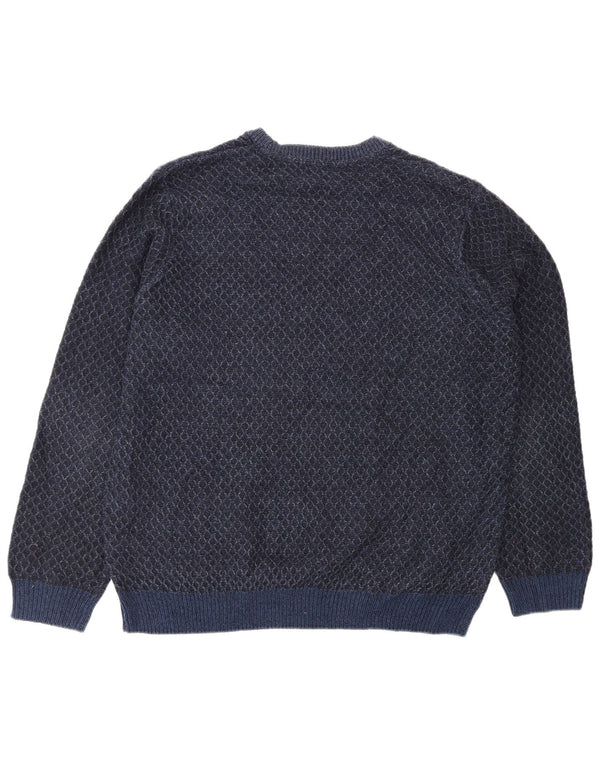Marks & Spencer Ανδρικό πουλόβερ με λαιμόκοψη XL Navy Blue Geometric