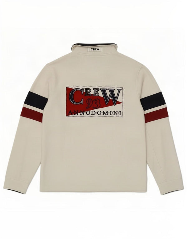 Crew Clothing Mens Graphic Zip Neck Sweatshirt Jumper Medium White Striped