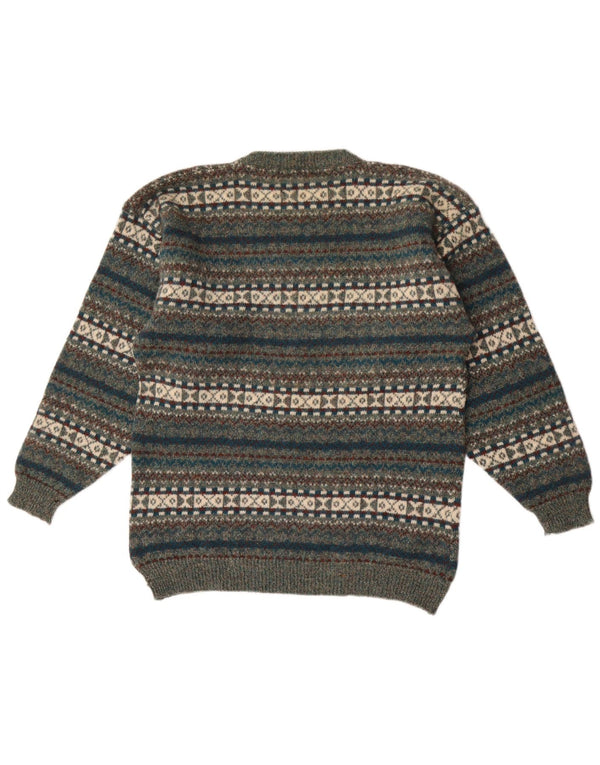 Ανδρικό πουλόβερ με λαιμόκοψη Antartex XL Green Fair Isle Wool