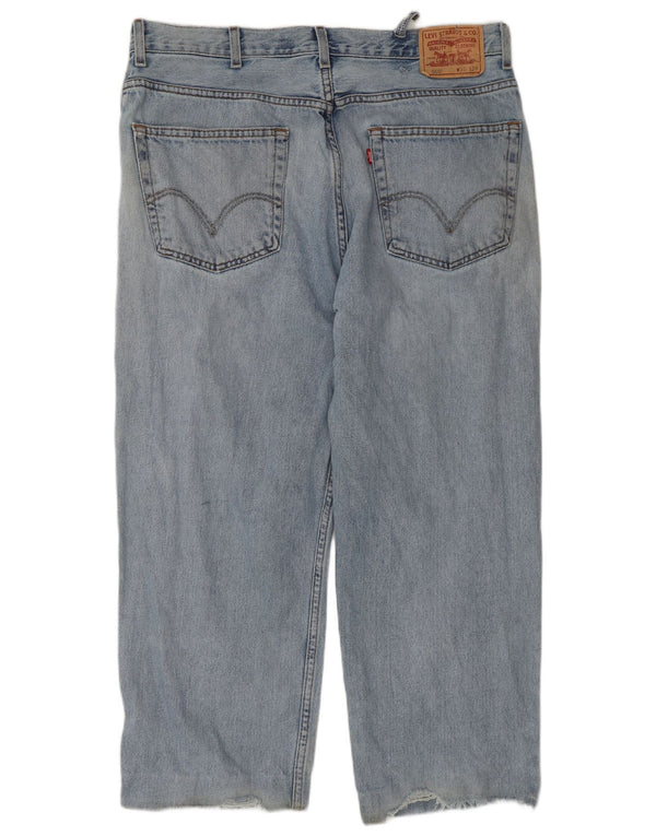 Levi's Mens 550 Distressed Relaxed Fit Cropped Jeans W38 L26 Blue Cotton