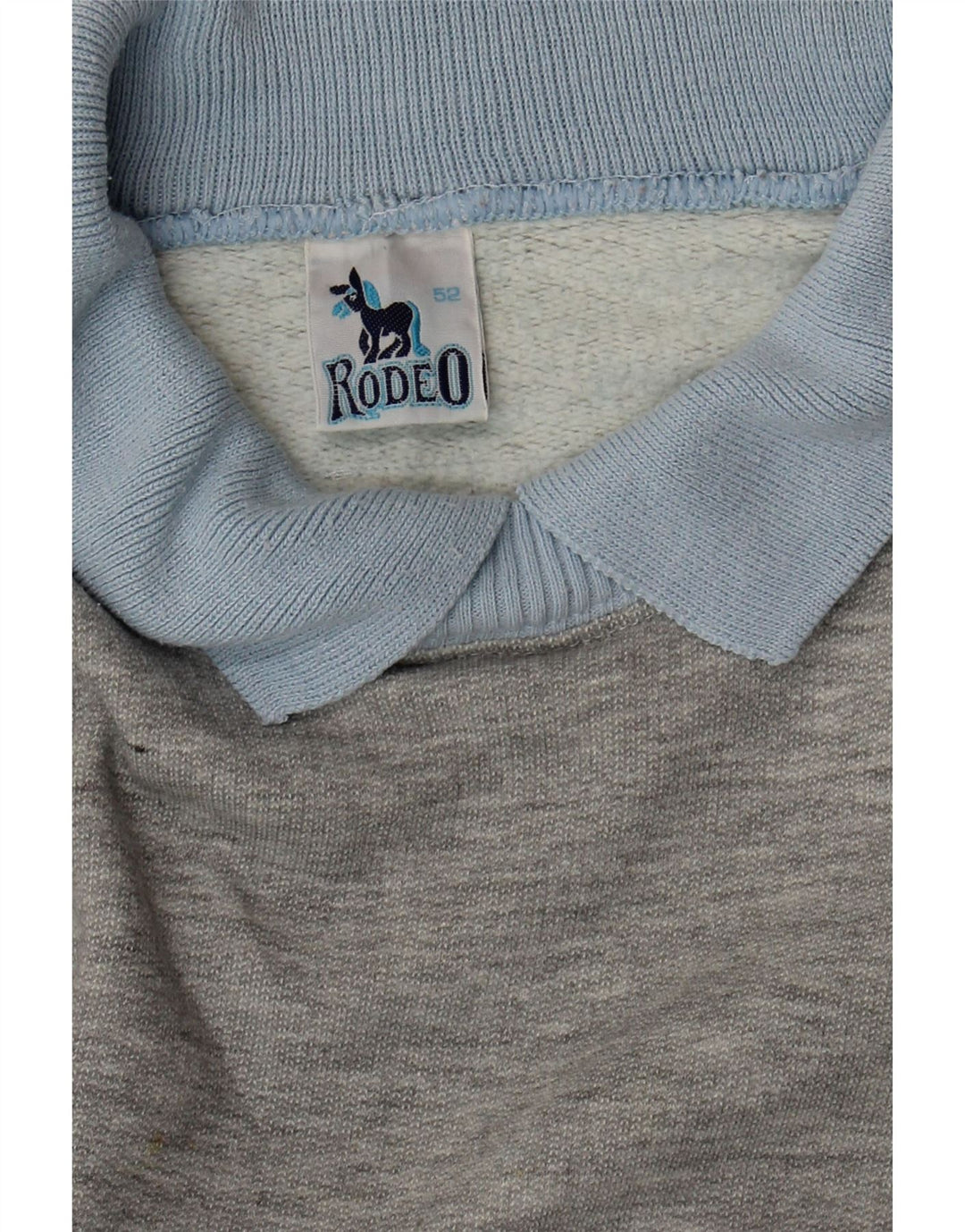 RODEO Mens Polo Neck Jumper Sweater IT 52 Large Grey Colourblock Vintage Rodeo and Second-Hand Rodeo from Messina Hembry 