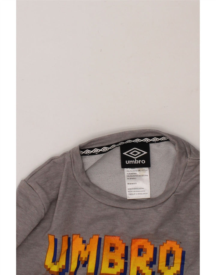 UMBRO Boys Graphic T-Shirt Top 8-9 Years Medium Grey Polyester Vintage Umbro and Second-Hand Umbro from Messina Hembry 