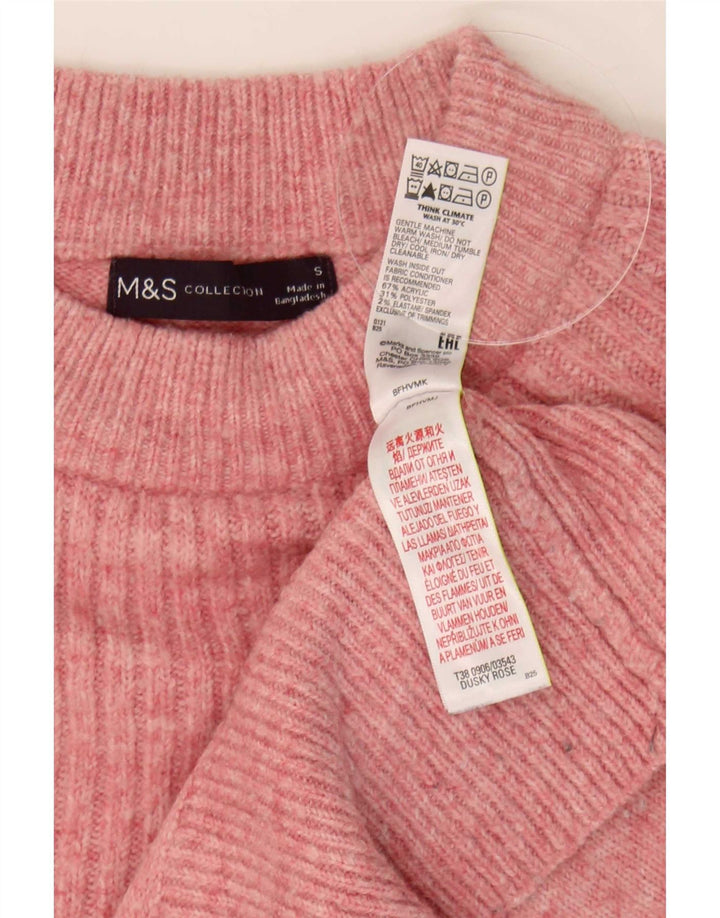 Marks & Spencer Γυναικείο πουλόβερ με λαιμόκοψη μεγάλου μεγέθους UK 10 Small Pink