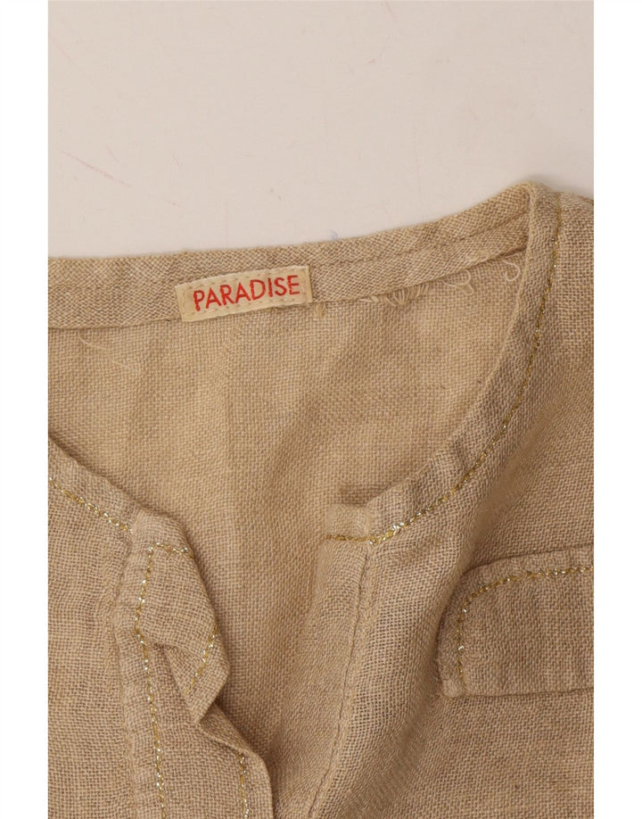 VINTAGE Womens Blouse Top UK 14 Medium Beige Vintage Vintage and Second-Hand Vintage from Messina Hembry 