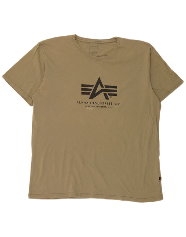 Ανδρικό γραφικό μπλουζάκι Alpha Industries Top 4XL Χακί Βαμβακερό