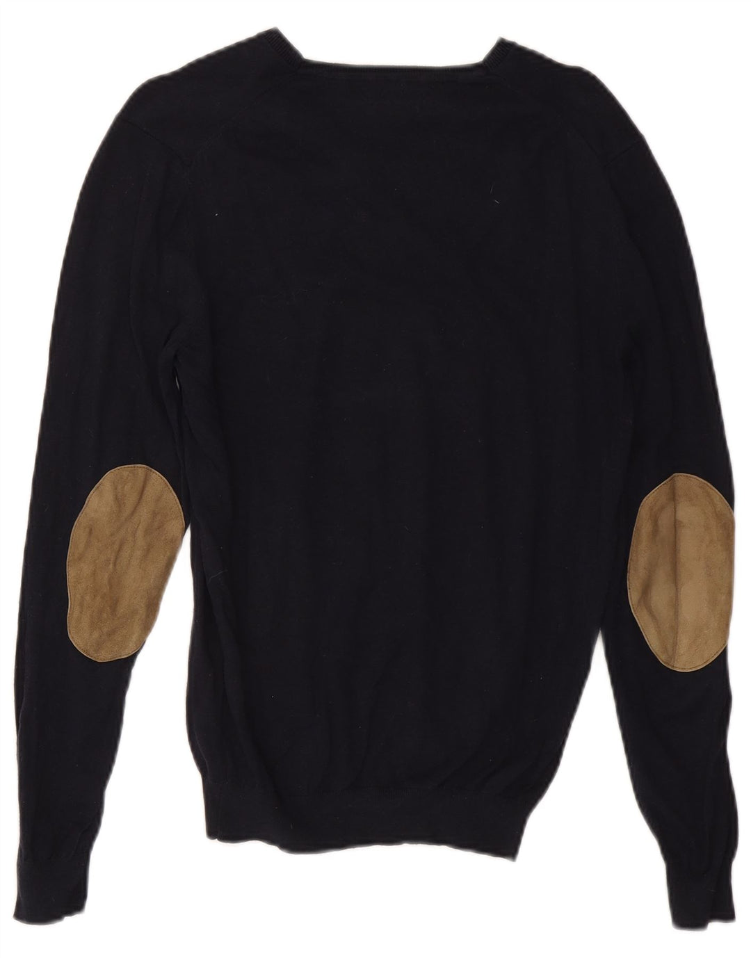 MASSIMO DUTTI Womens V-Neck Jumper Sweater UK 14 Medium Navy Blue Cotton Vintage Massimo Dutti and Second-Hand Massimo Dutti from Messina Hembry 