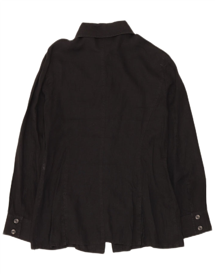 LUISA SPAGNOLI Γυναικείο πουκάμισο Oversized Μπλούζα UK 10 Small Black Flax