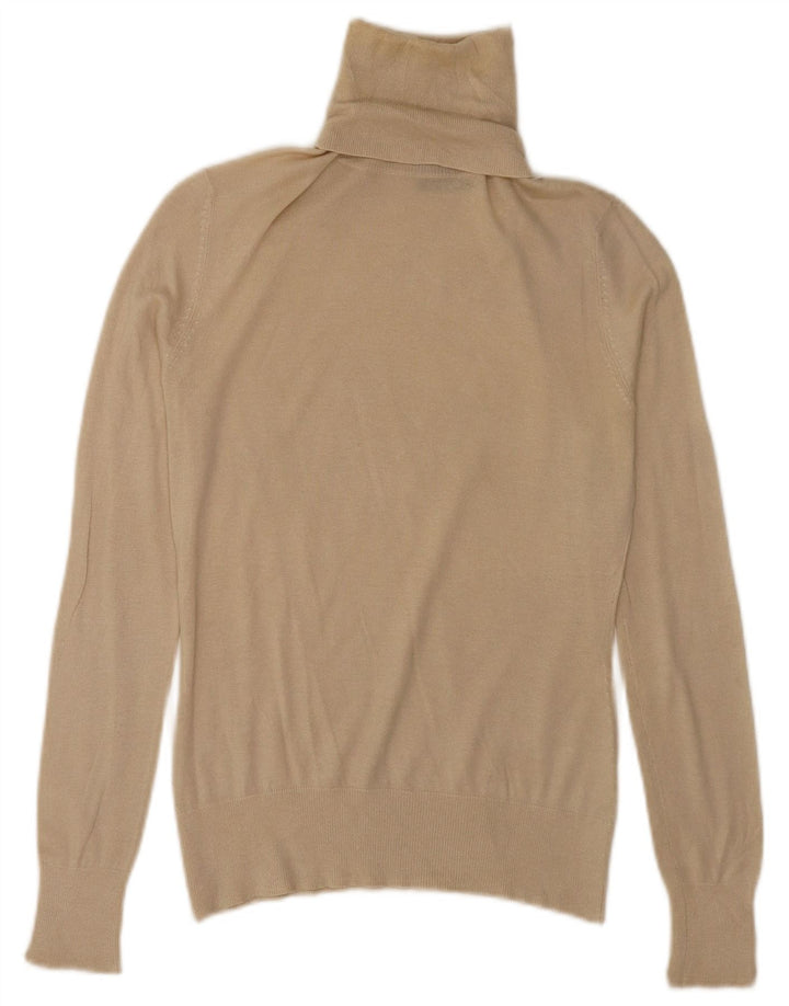 Massimo Dutti Γυναικείο πουλόβερ με ρολό λαιμόκοψη UK 10 Small Beige Silk