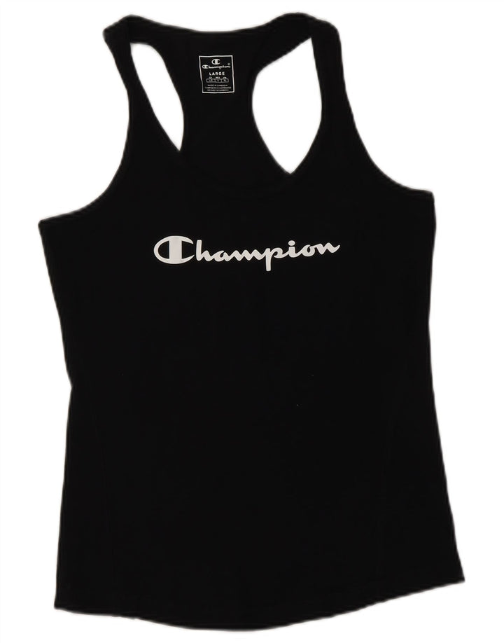 CHAMPION Γυναικείο Γραφικό Γιλέκο Τοπ UK 14 Large Μαύρο