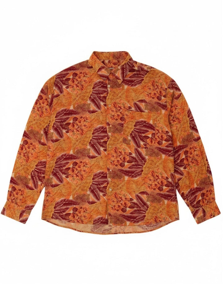 Hunter Ανδρικό Πουκάμισο Μεγάλο Πορτοκαλί Floral Rayon