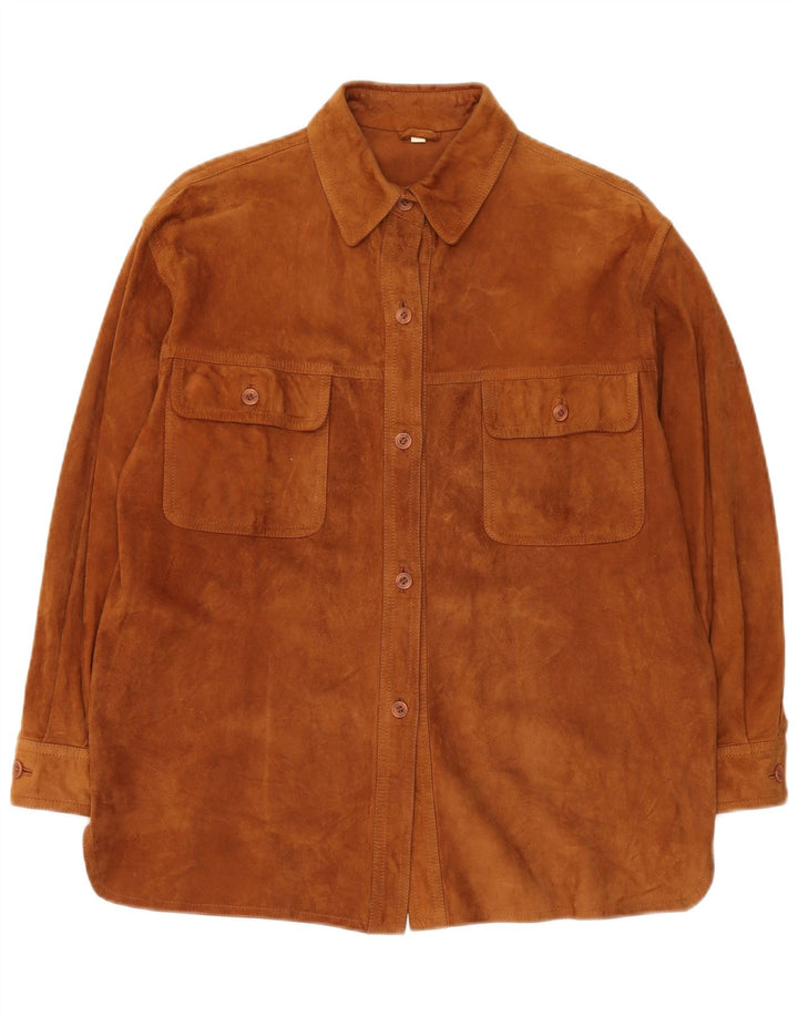 Vintage γυναικείο πουκάμισο Suede IT 42 Μεσαίο καφέ