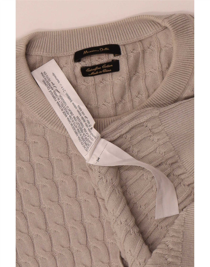 Massimo Dutti Ανδρικό πουλόβερ με λαιμόκοψη μεσαίου γκρι βαμβακερό