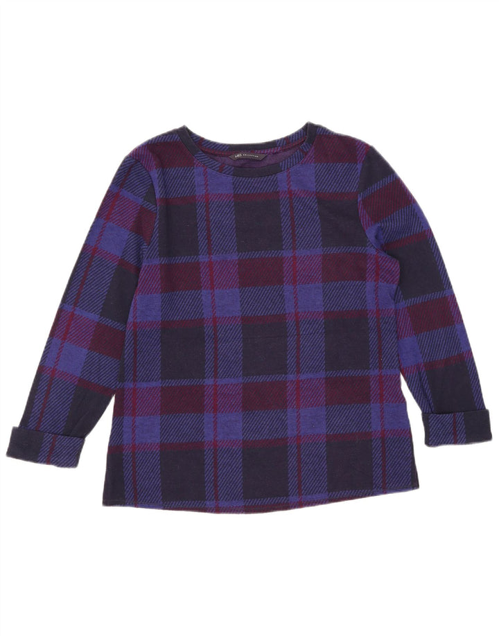 Marks & Spencer γυναικεία μπλούζα 3/4 μανίκια UK 10 Small Navy Blue Check