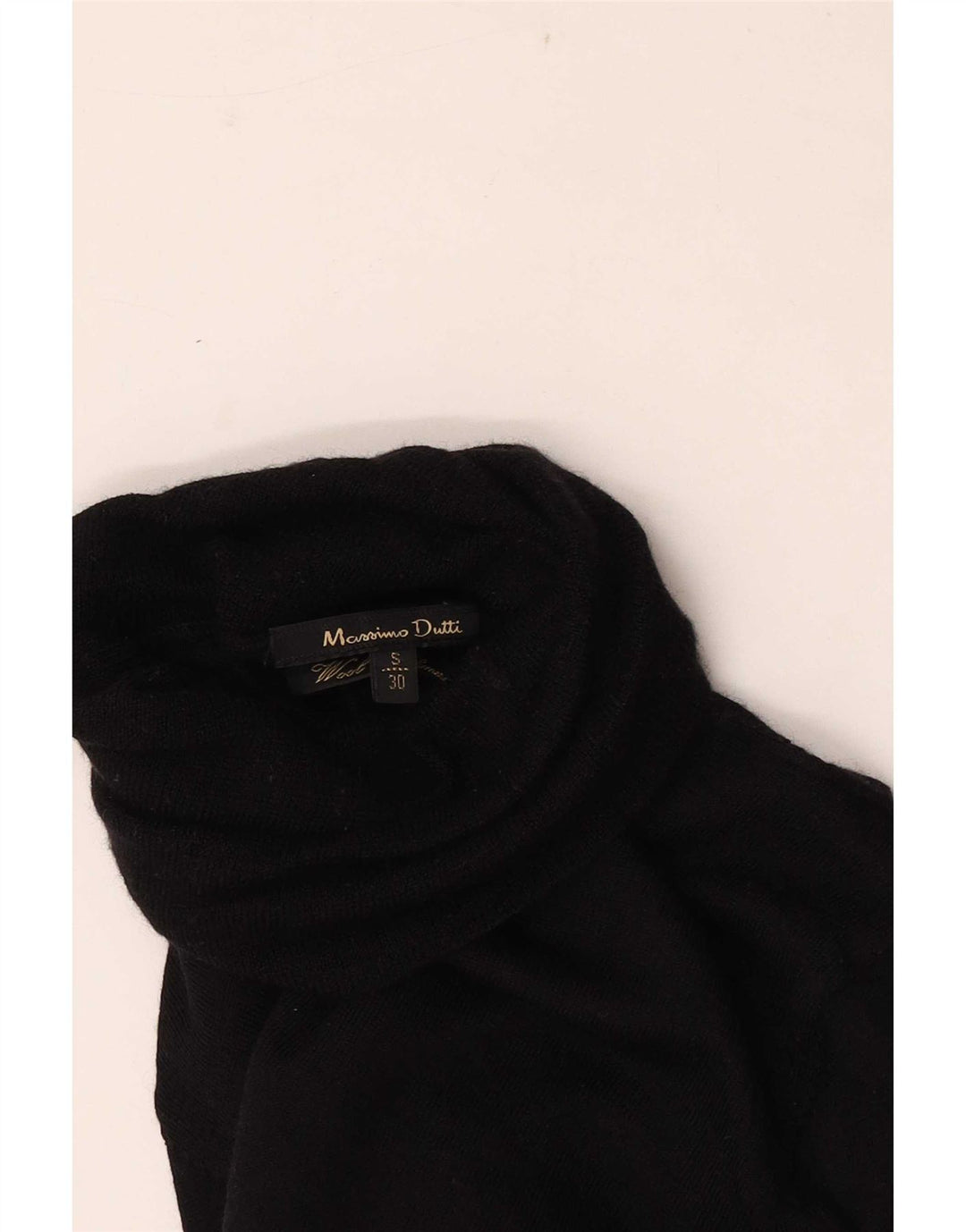 Massimo Dutti Γυναικείο πουλόβερ με ρολό λαιμόκοψη UK 8 Small μαύρο