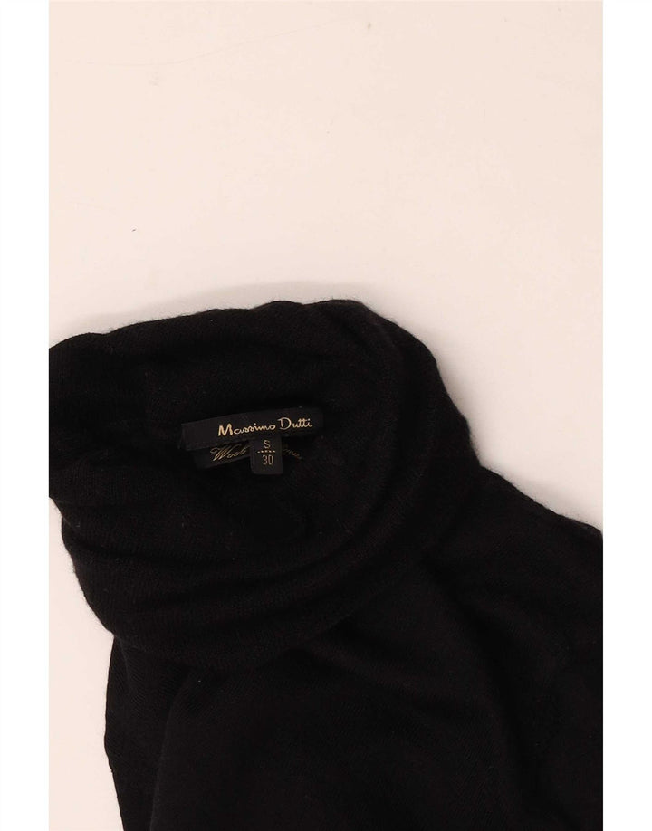 Massimo Dutti Γυναικείο πουλόβερ με ρολό λαιμόκοψη UK 8 Small μαύρο