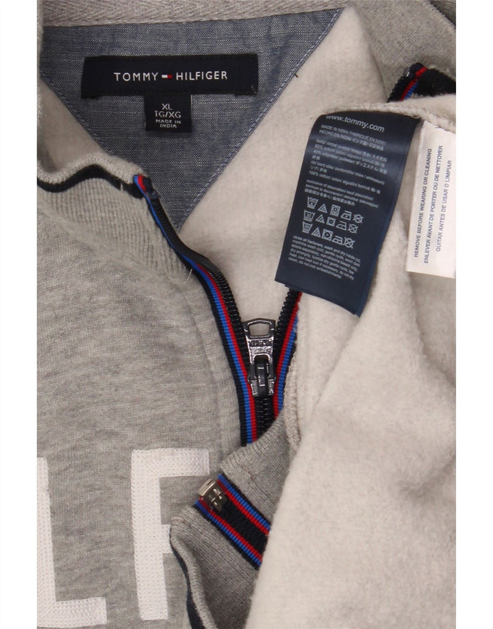 TOMMY HILFIGER Ανδρική φόρμα φόρμας γραφικών Top Jacket XL Γκρι βαμβακερό