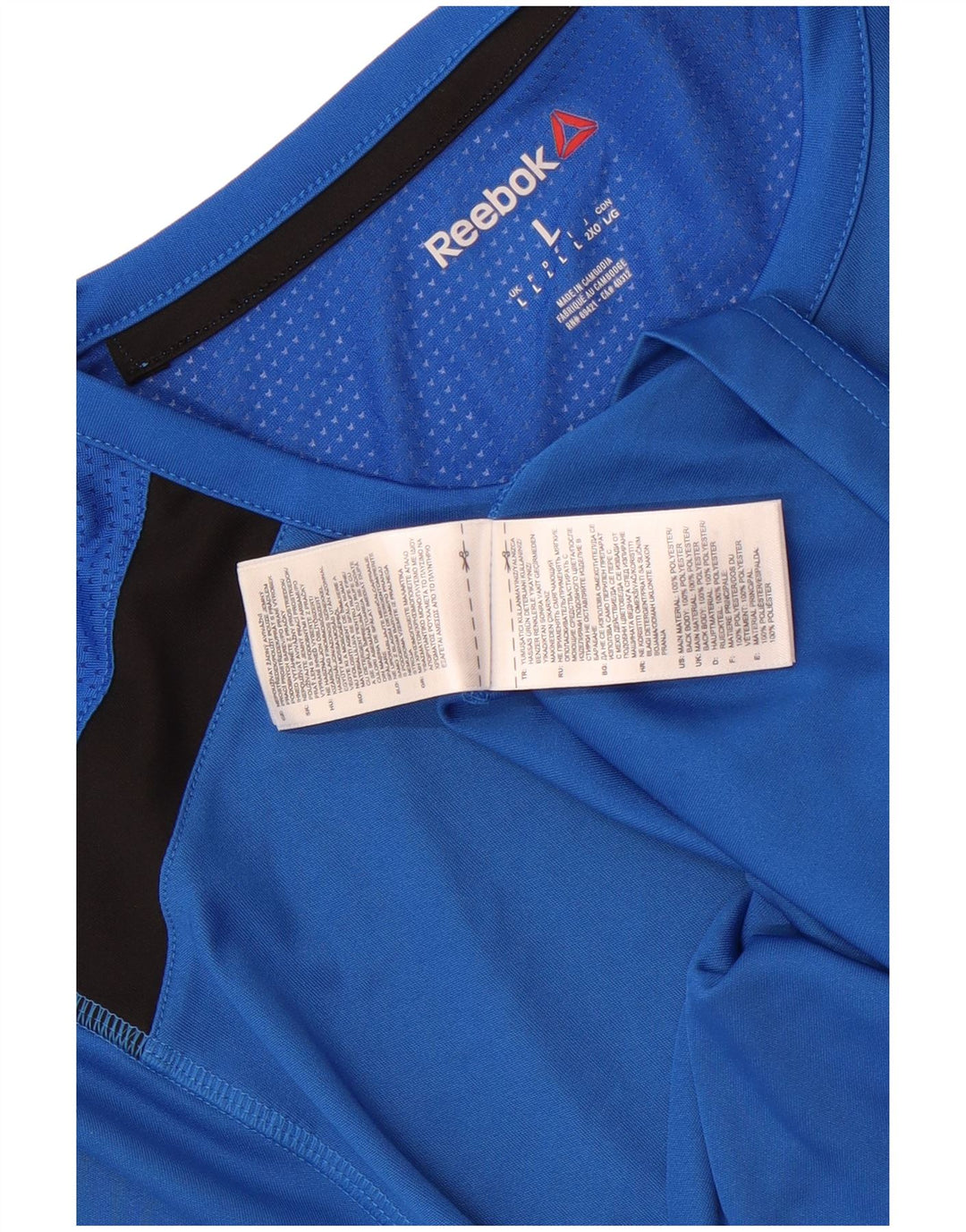 Reebok Γυναικείο T-Shirt Top UK 16 Large Blue Colourblock Πολυεστέρας