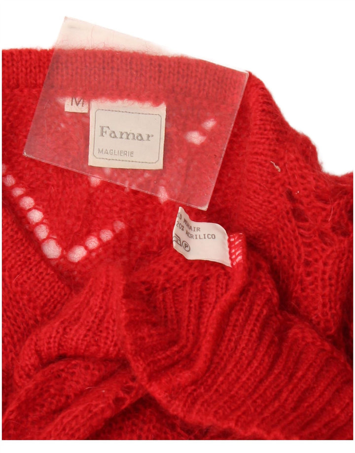 Vintage γυναικείο πουλόβερ See Through Oversized Cardigan UK 14 Medium Red