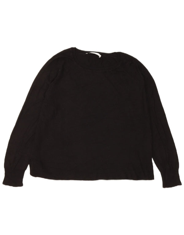 Zara Γυναικείο πουλόβερ με λαιμόκοψη UK 14 Medium Μαύρο