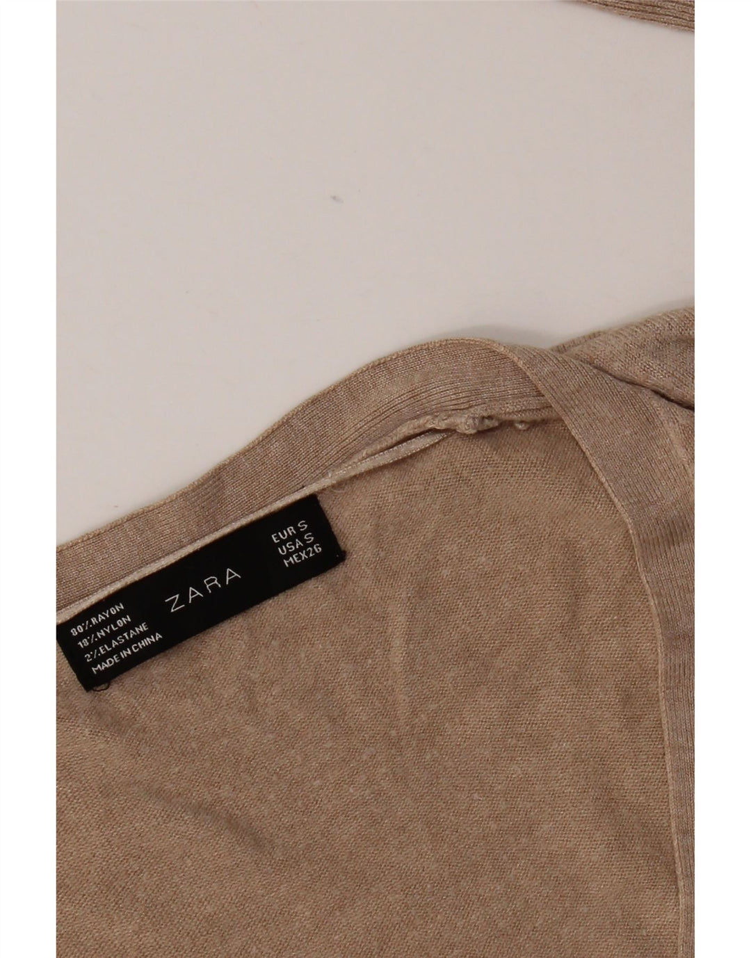 Zara Γυναικείο πουλόβερ με V λαιμόκοψη UK 10 Small Beige