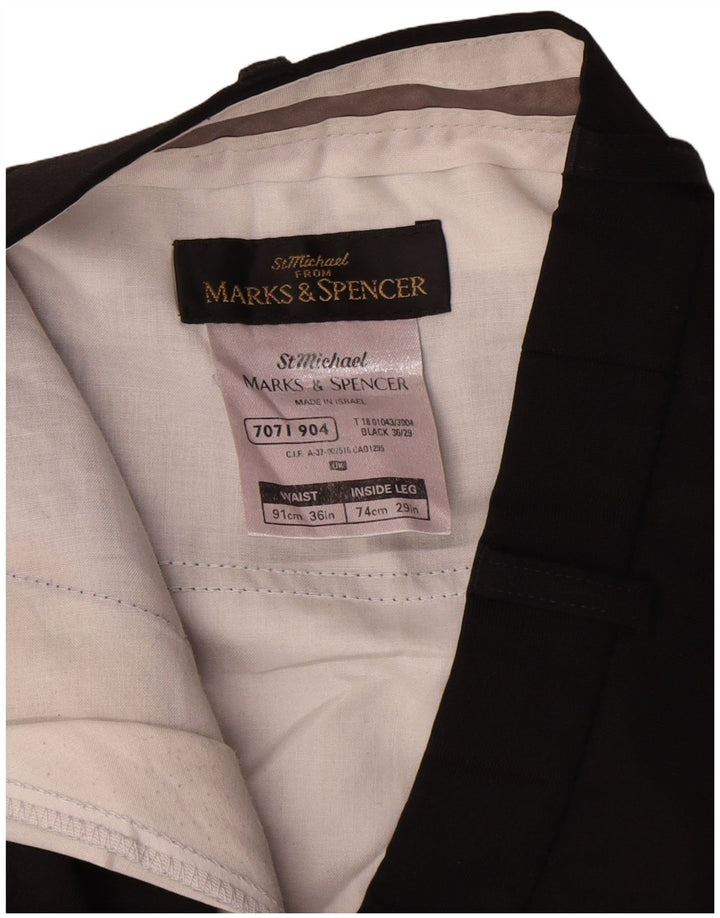 Marks & Spencer Ανδρικό παντελόνι ίσιο κοστούμι St. Michael W36 L29 Μαύρο