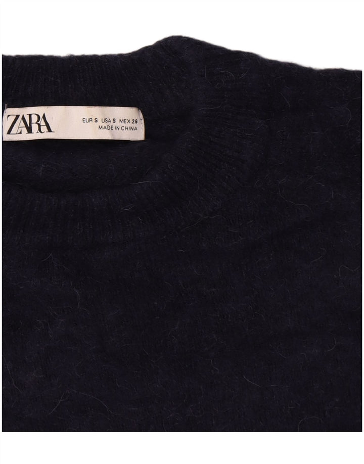 Zara Γυναικείο πουλόβερ με λαιμόκοψη μεγάλου μεγέθους UK 10 Small Navy Blue