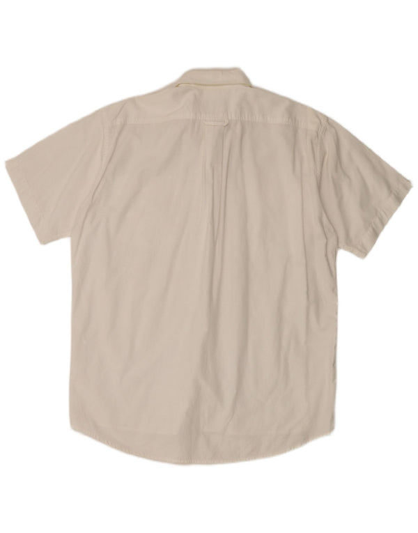Lacoste Mens Short Sleeve Shirt Size 40 Medium White Cotton