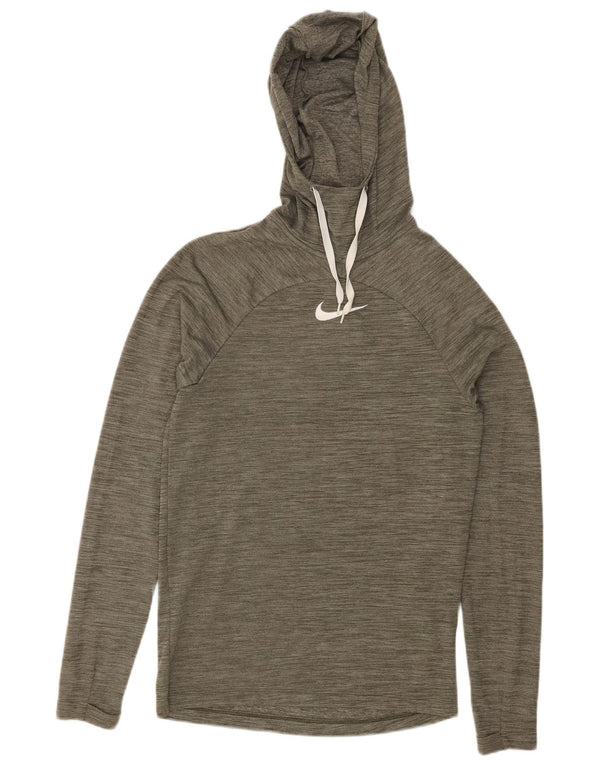 NIKE γυναικείο Dri Fit Hoodie Jumper UK 6 XS Χακί με λυγισμένο πολυεστέρα