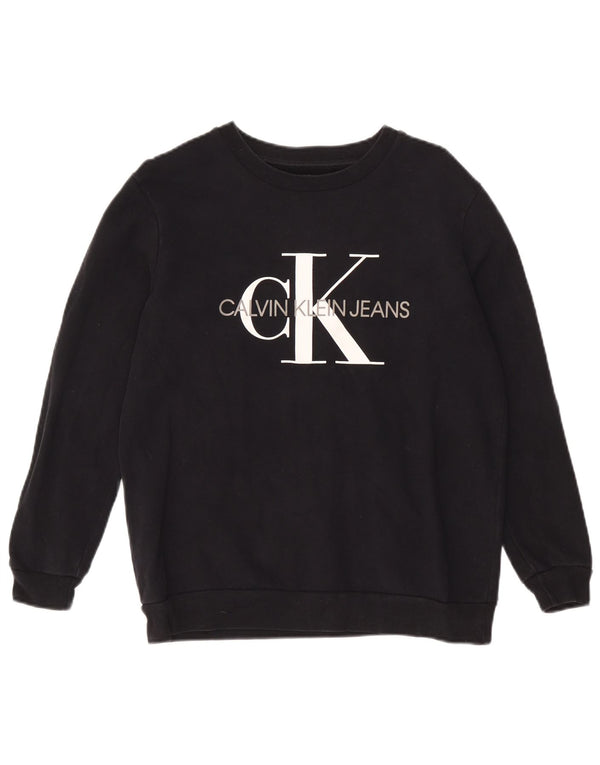 Γυναικείο γραφικό φούτερ Calvin Klein Jeans Jumper UK 12 Medium Black