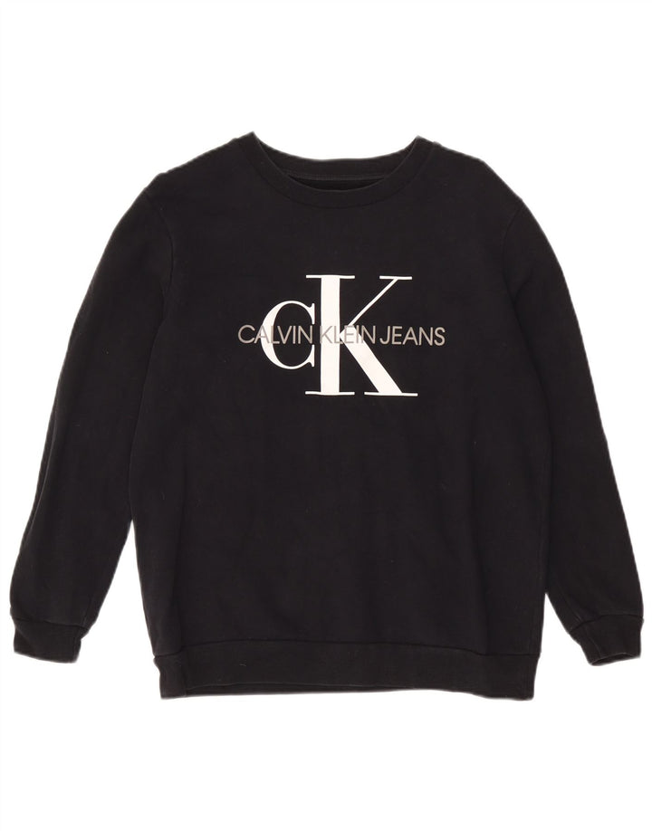 Γυναικείο γραφικό φούτερ Calvin Klein Jeans Jumper UK 12 Medium Black