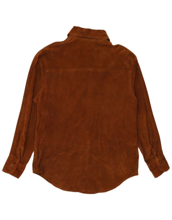 VINTAGE Γυναικείο Suede πουκάμισο UK 16 Large Brown
