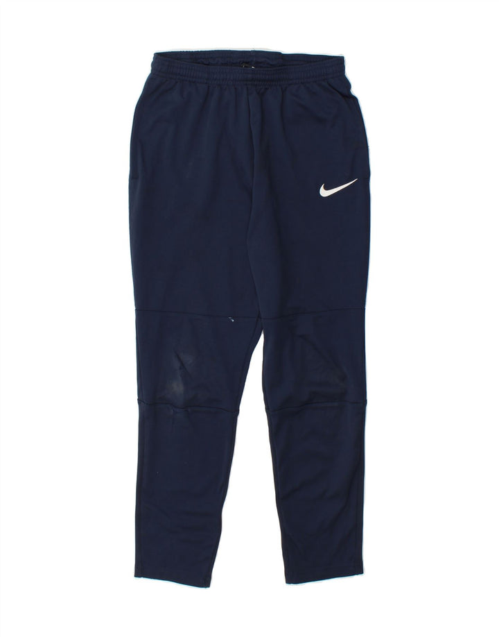NIKE Boys Dri Fit Tracksuit Trousers 12-13 Years Large Navy Blue Polyester Vintage Nike and Second-Hand Nike from Messina Hembry 