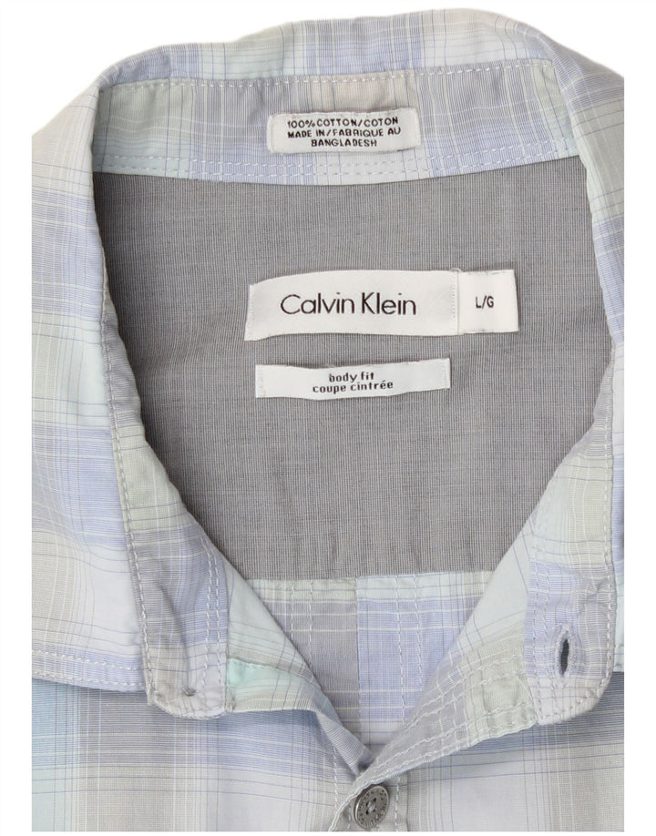 Ανδρικό πουκάμισο Calvin Klein Large Blue Check Cotton