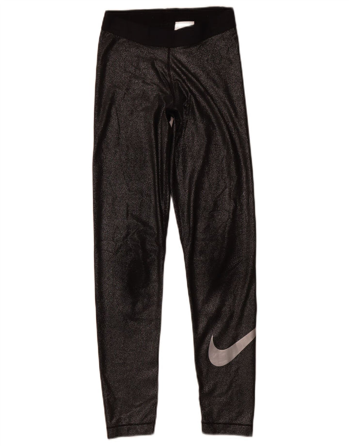 Γυναικεία γραφικά κολάν NIKE Dri Fit UK 8 Small Black Polyester