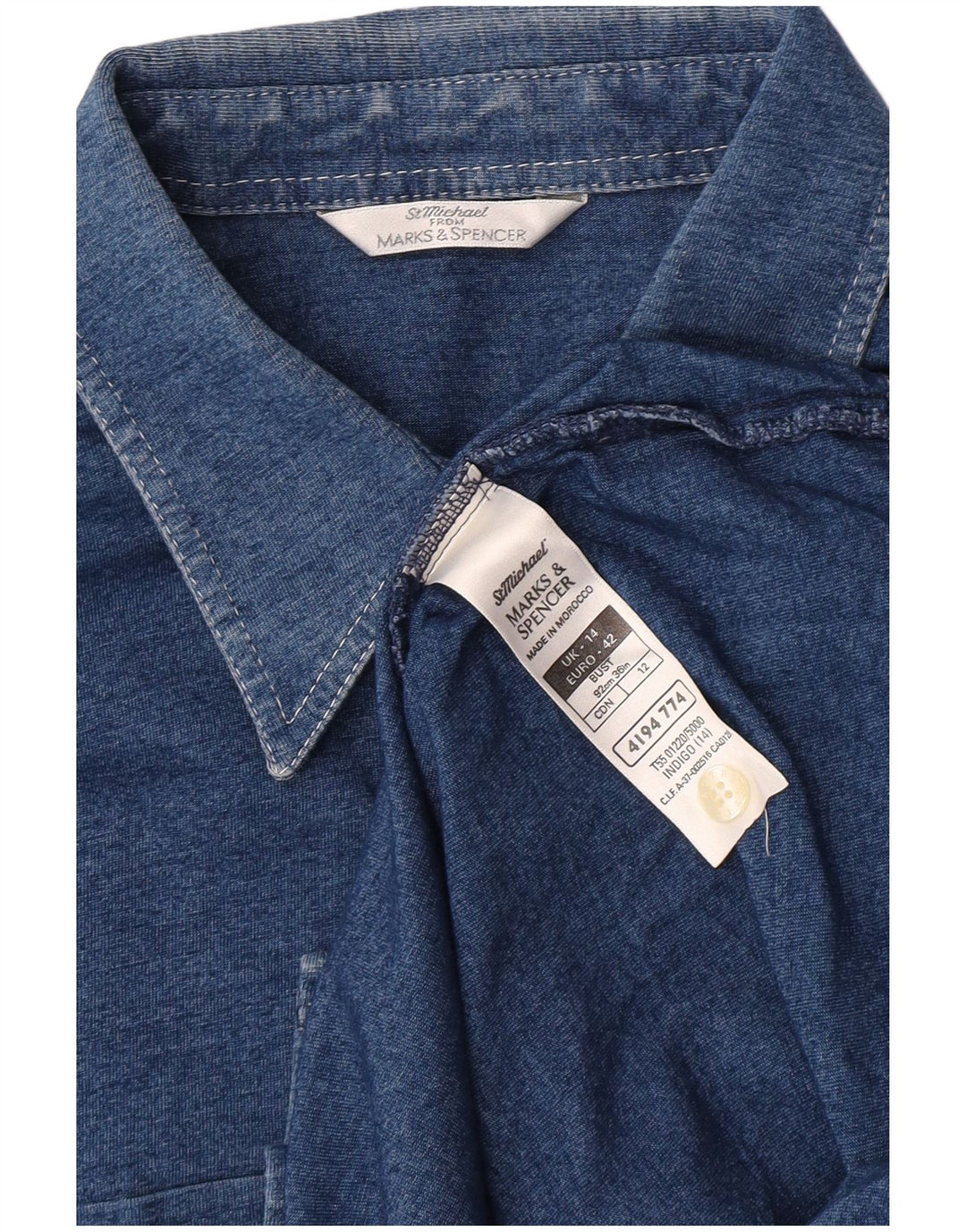 Marks & Spencer Γυναικείο πουκάμισο UK 14 Medium Navy Blue βαμβακερό