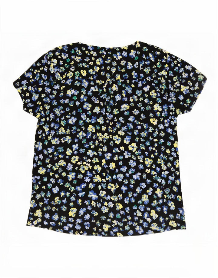 Marks & Spencer Γυναικεία Μπλούζα Τοπ UK 12 Medium Black Floral Polyester