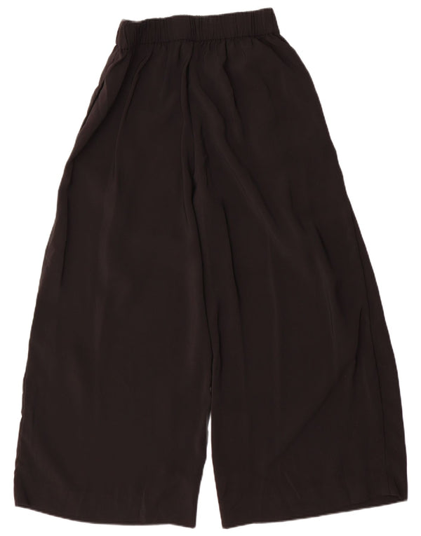 Zara Γυναικείο παντελόνι με φαρδύ κοντό πόδι Medium W30 L24 Μαύρο Πολυεστέρας