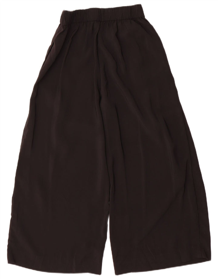 Zara Γυναικείο παντελόνι με φαρδύ κοντό πόδι Medium W30 L24 Μαύρο Πολυεστέρας