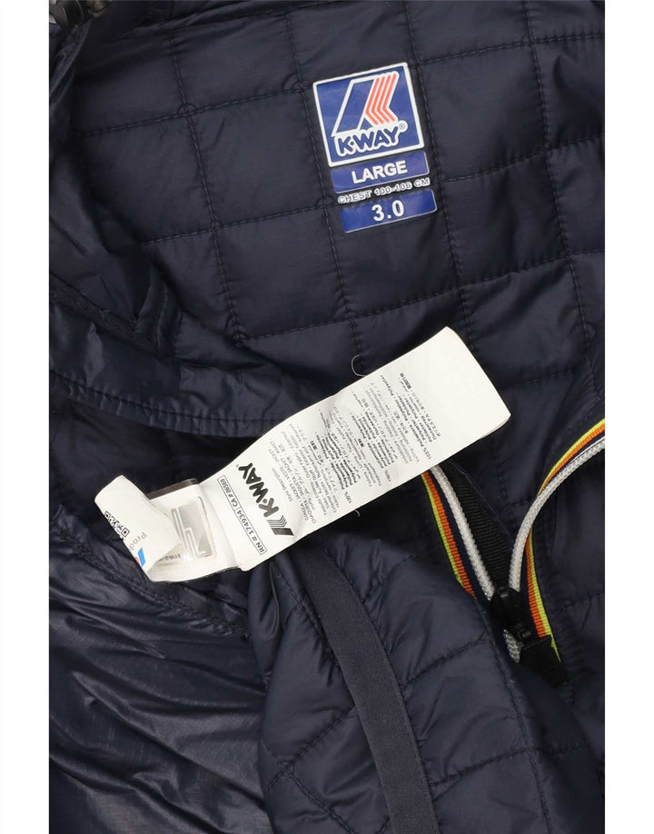 K-Way Ανδρικό μπουφάν με κουκούλα UK 40 Large Navy Blue Polyamide