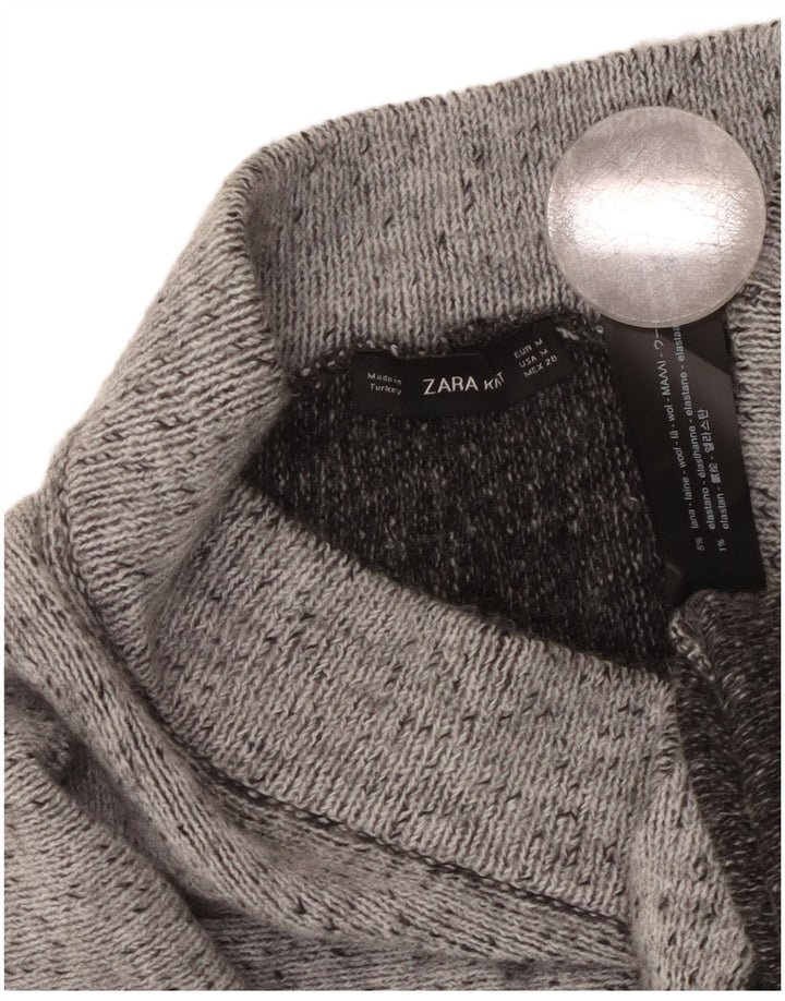 Zara Γυναικεία πλεκτή φούστα σε γραμμή Α, μεσαία W28 μαλλί με γκρι φλύκταινες