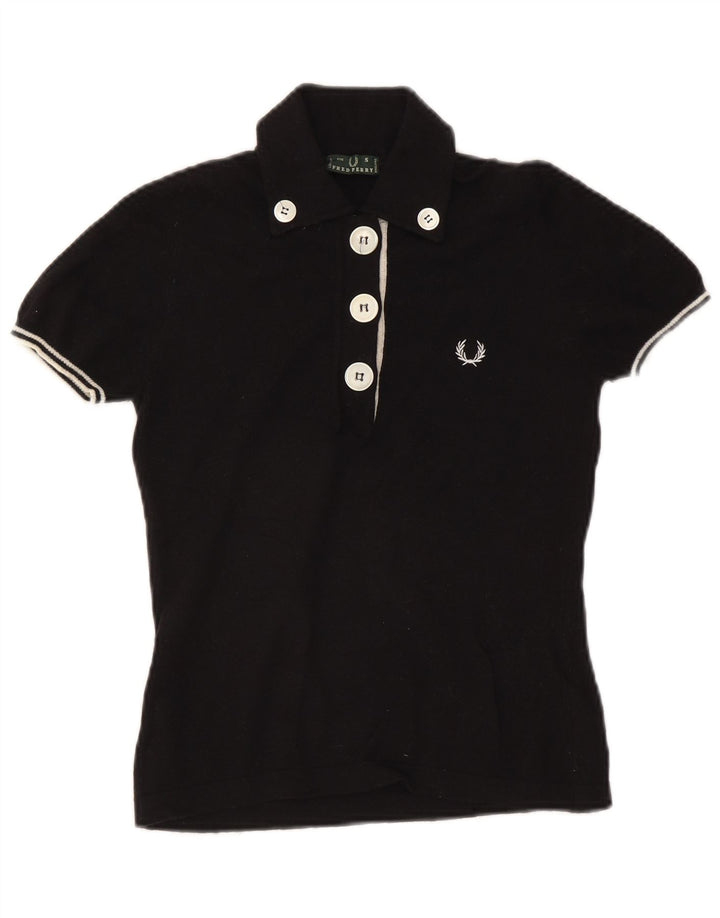 FRED PERRY Γυναικείο πουκάμισο πόλο UK 10 Small μαύρο