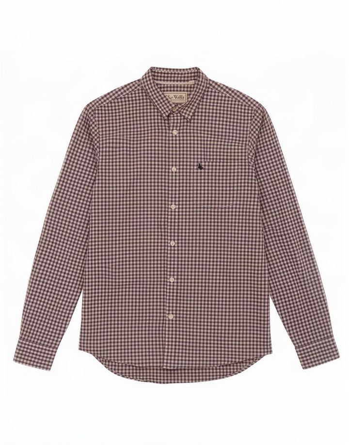 Jack Wills Ανδρικό πουκάμισο Classic Fit Βαμβακερό μεσαίο μπλε ναυτικό Gingham
