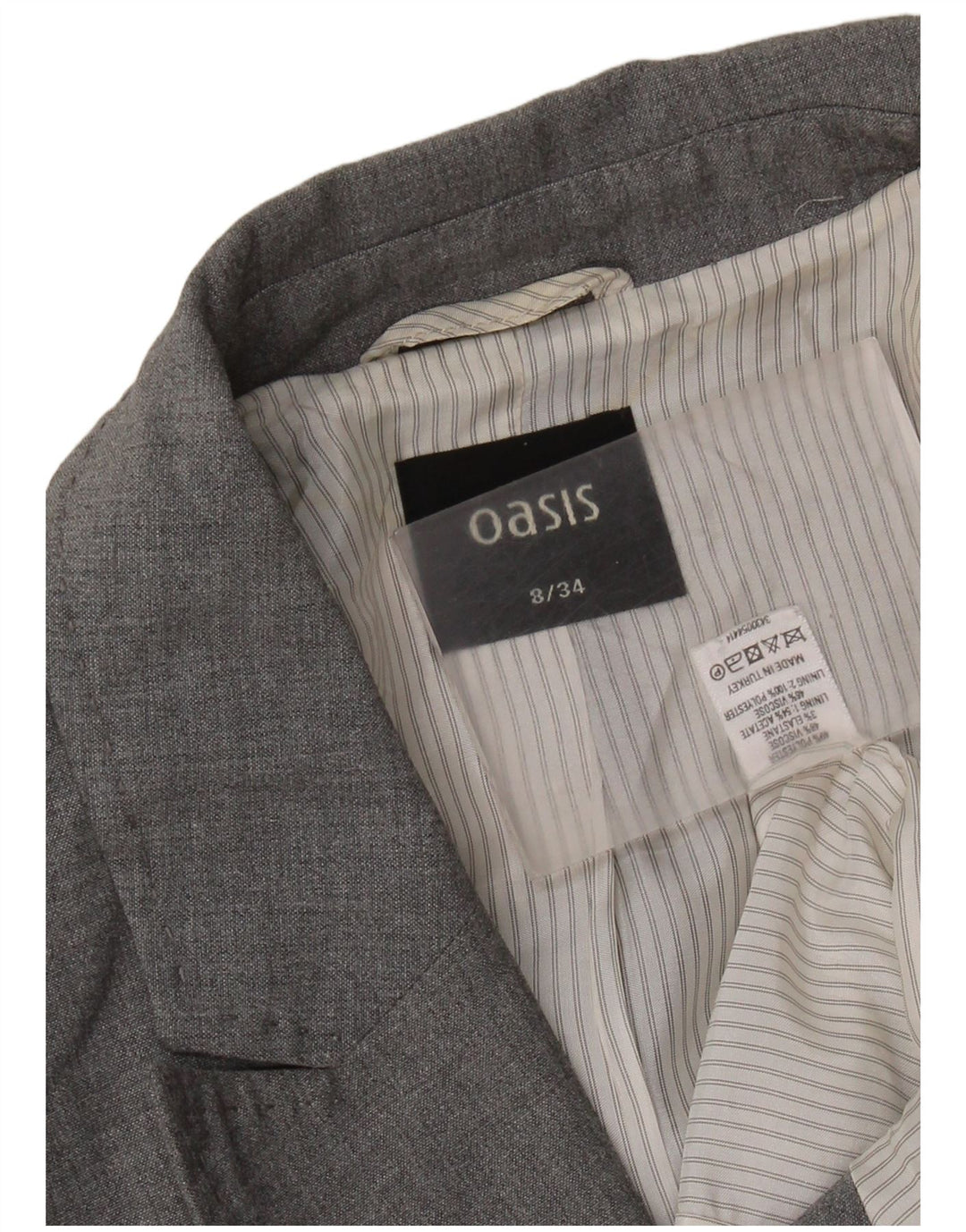 OASIS Γυναικείο σακάκι σακάκι με 1 κουμπί UK 8 Small Grey Polyester